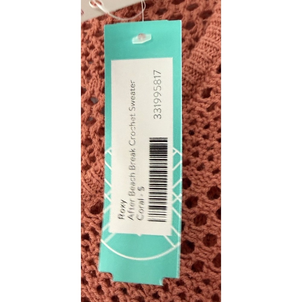 NWT Roxy After Beach Break‎ Womens Long Sleeve Crochet Sweater Coral Size Small - Picture 8 of 13